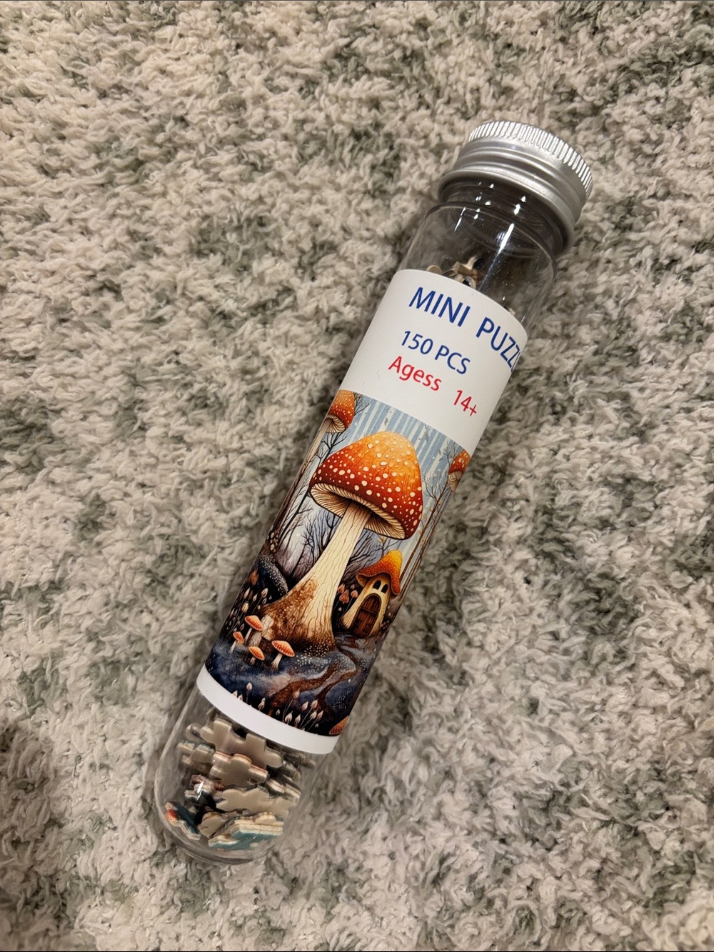 Miniature Wooden 150 Piece Puzzle Wild Forest Mushroom and Cottage Scene NWT 14+